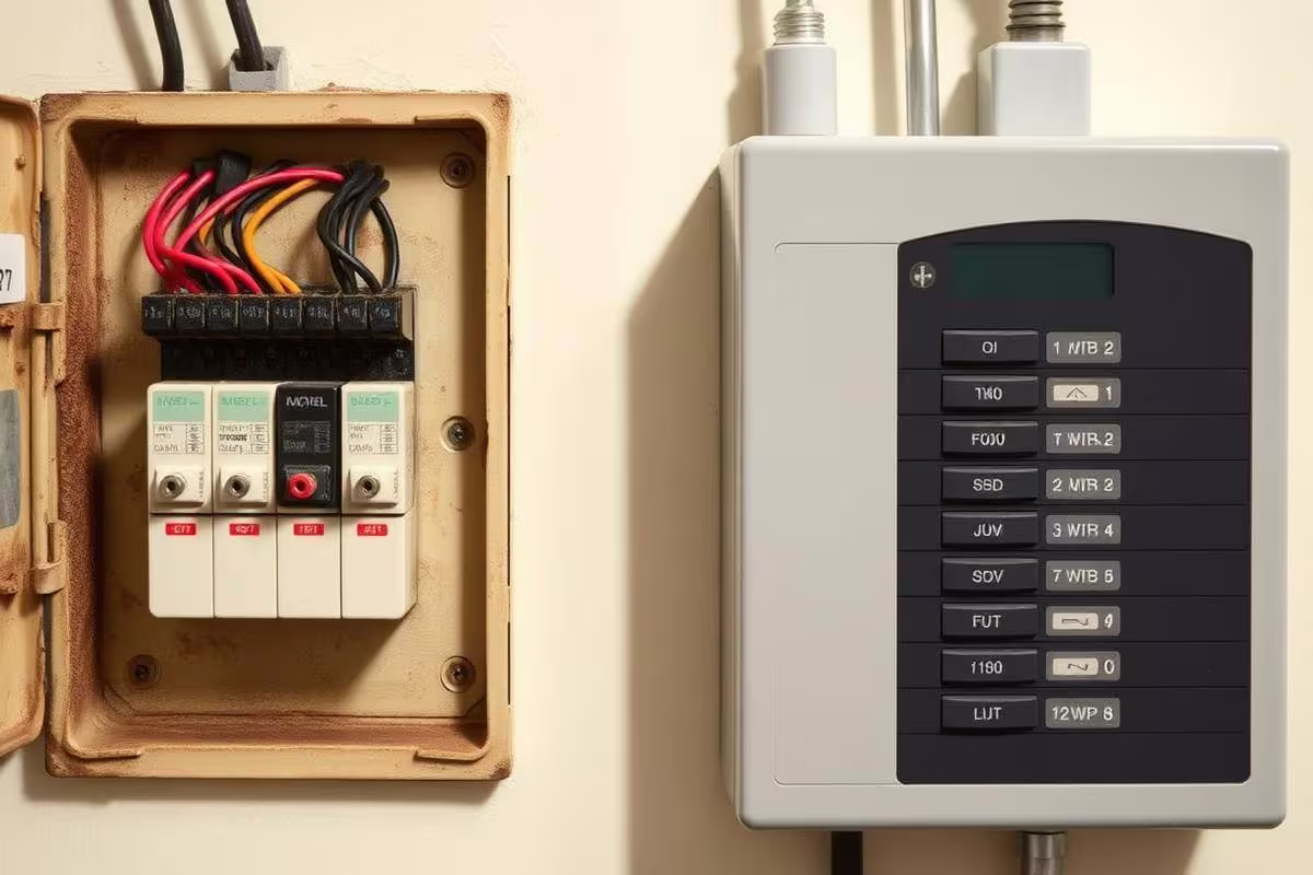 Modern consumer unit with RCBO protective devices