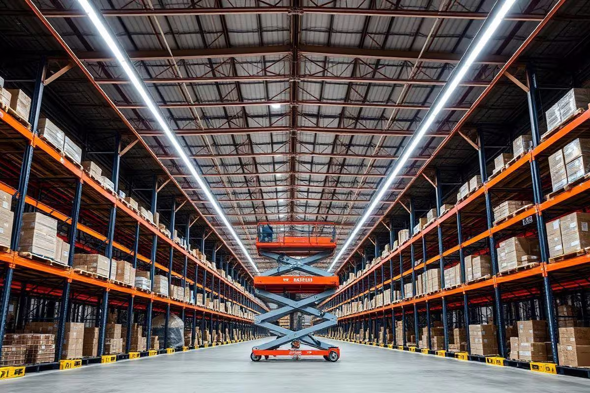 LED lighting installed across a commercial warehouse space