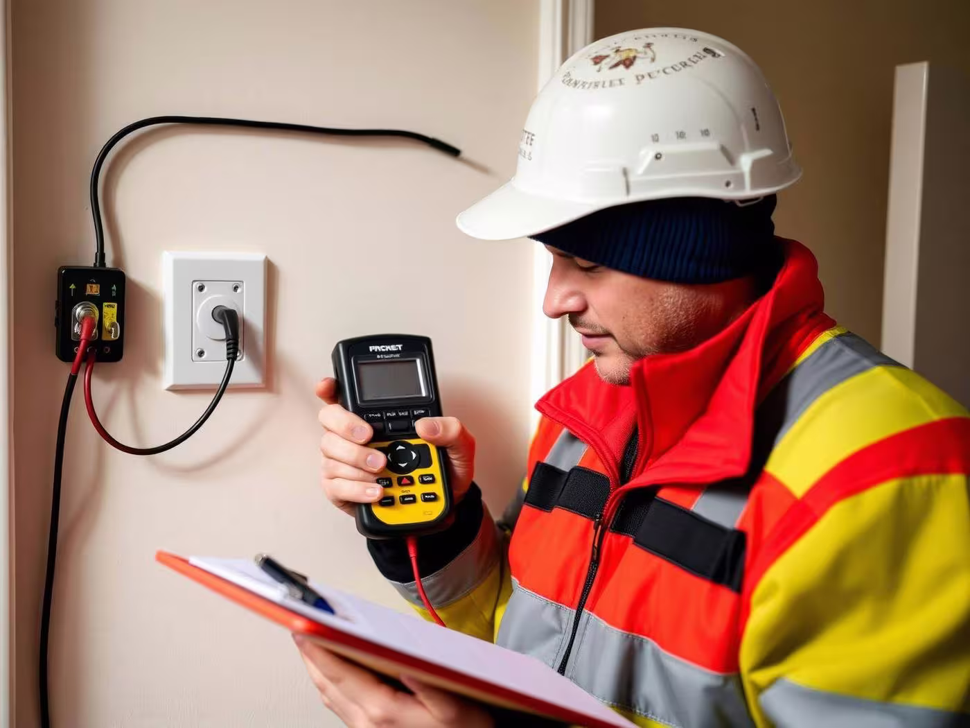 Engineer recording inspection results