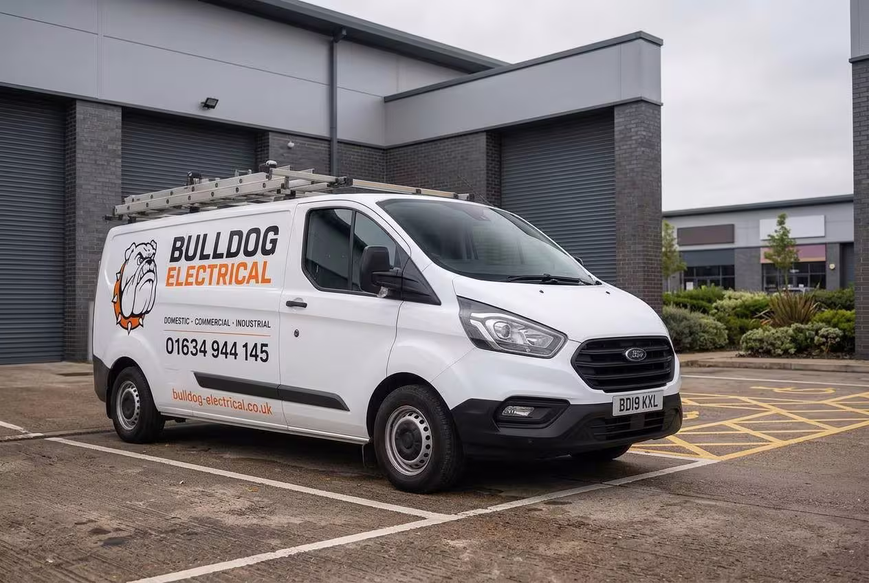 Bulldog Electrical van on site ahead of a commercial fit out